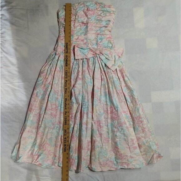 Vintage 80s Dance Allure Alfred Angelo Pastel Floral Strapless Dress ILGWU - Picture 13 of 13